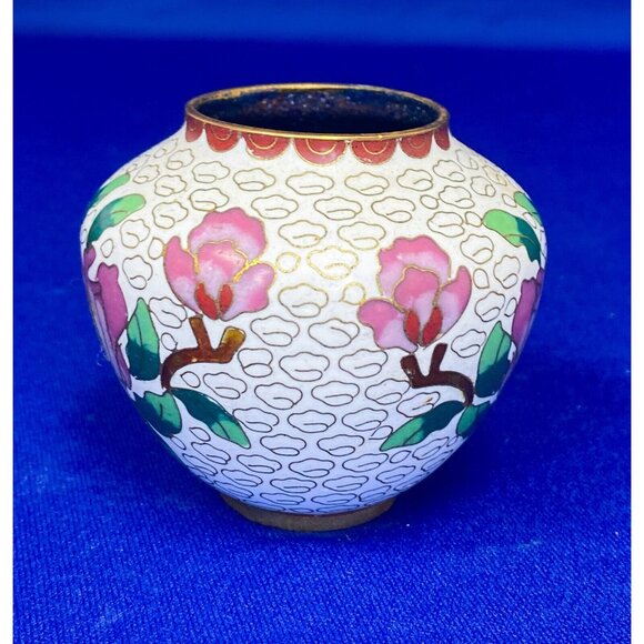 VTG Estate‎ Cloisonne Floral Design 2 ½" Pot! 163 - Picture 2 of 8